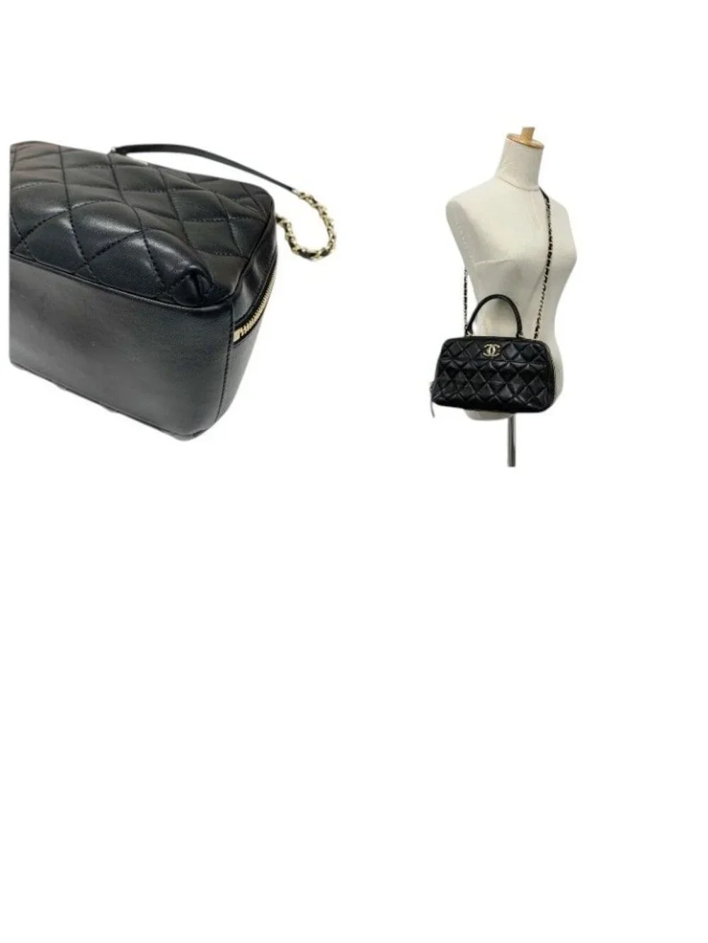 Chanel Trendy CC Bowling Bag Lambskin Black Gold Quilted Goro CC Logo Chain